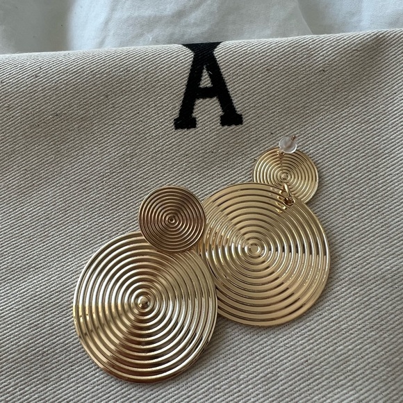 Gold Spiral Statement Earrings - New - Picture 2 of 5